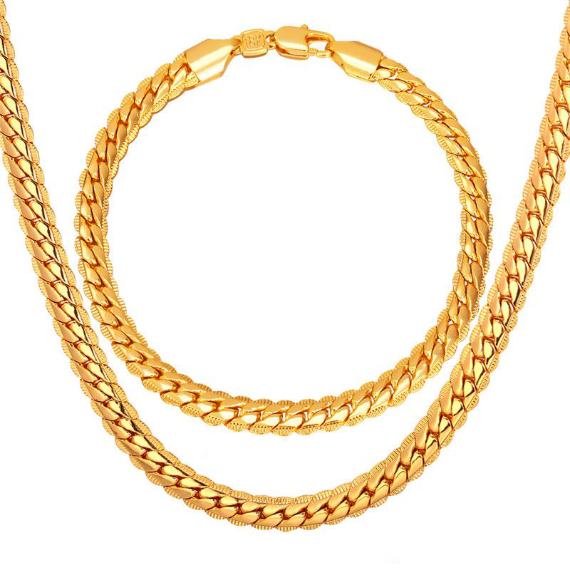 18k Real Gold Plated NK Chain Necklace Stainless Steel Snake Chain Hip Hop Jewelry Wholesales Accessories