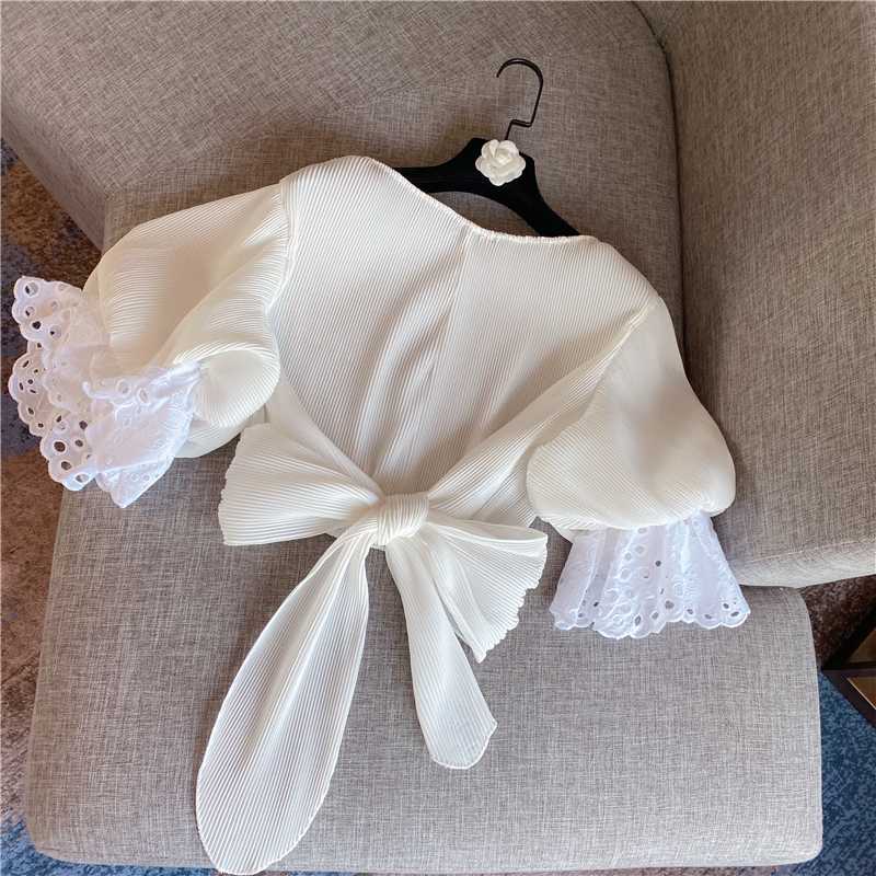 Bandage Bow Blouses Women Solid Chiffon Shirts Lantern Sleeve Korean Vintage Pleated Blusas 2020 Summer Tops Blouse, Green
Bandage Bow Blouses Women Solid Chiffon Shirts Lantern Sleeve Korean Vintage Pleated Blusas 2020 Summer Tops Blouse, Green