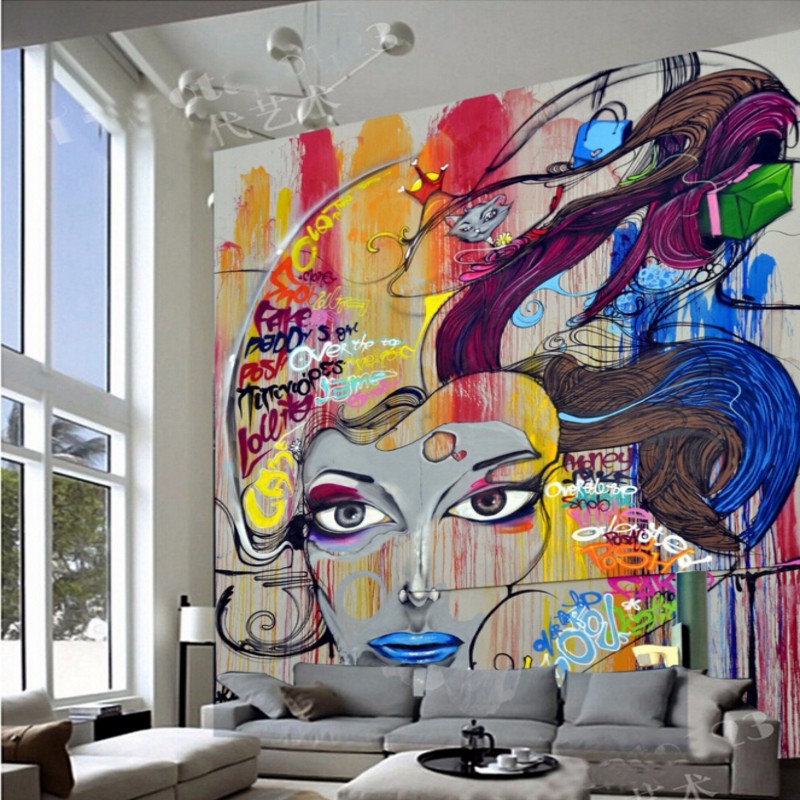 Large mural wallpaper color graffiti the living room TV background wall paper KTV bar wallpaper Bedroom 3d, As pic 
Large mural wallpaper color graffiti the living room TV background wall paper KTV bar wallpaper Bedroom 3d, As pic