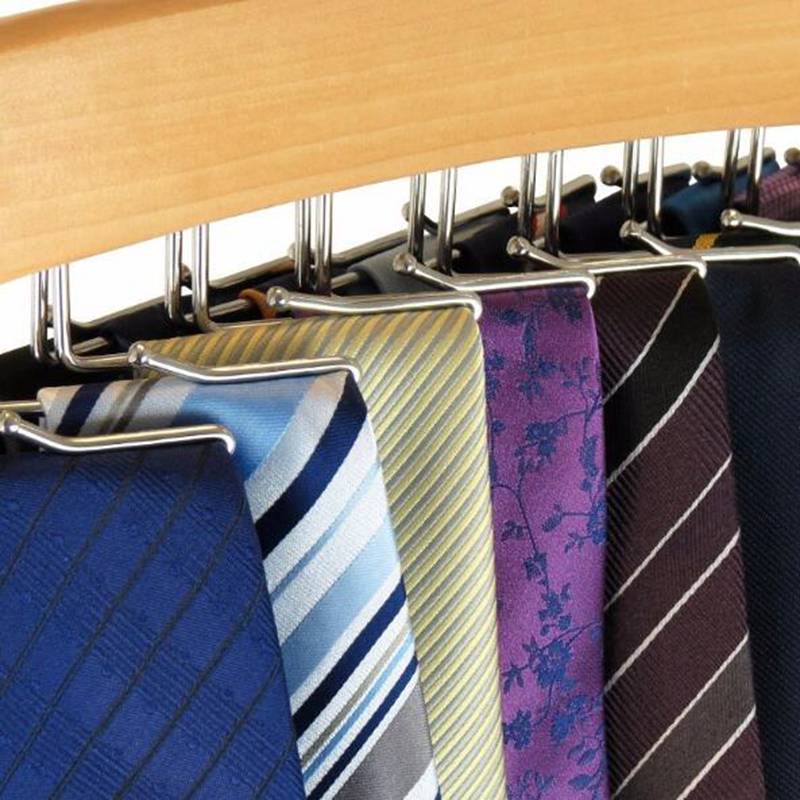 Hangerlink Natural Beech Wood Single Wooden Tie Hanger Organiser Rack - Holds 24 Ties - view 4