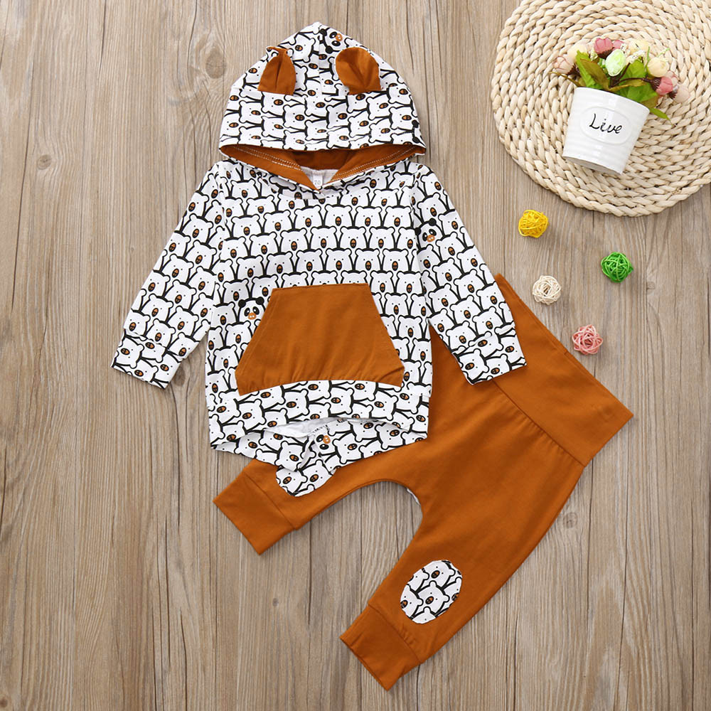 Baby Boys Girls clothes set Long Sleeve Animal Print Tops+ Pants Outfits Clothes baby clothing ropa recien nacido roupas