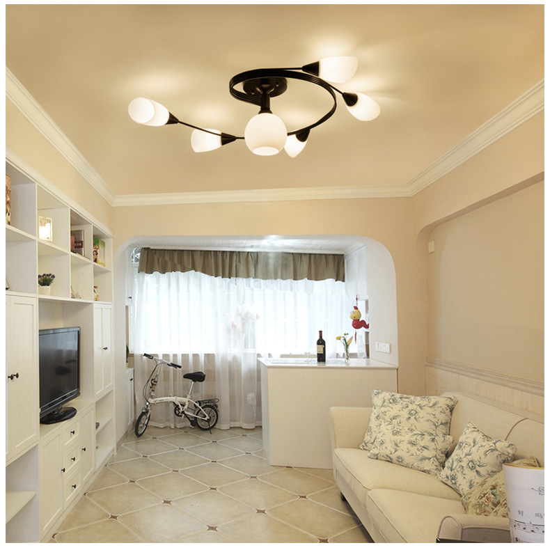 Vintage Ceiling Lamps For Home Lighting Luminaire Multiple Rod Wrought Iron lights E27 LED Bulb light AC 85-265V