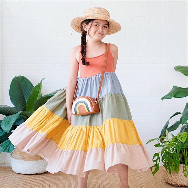 New Kids Baby Girl Suspender Dress Rainbow Color Patchwork Loose Slip Dress Summer Clothing Princess Sleeveless Ball Gown, As pic
New Kids Baby Girl Suspender Dress Rainbow Color Patchwork Loose Slip Dress Summer Clothing Princess Sleeveless Ball Gown, As pic