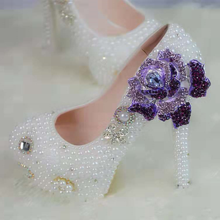 Pearls Flower Wedding Shoes Diamond Purple Rose Pumps High Heels Bridal Shoes 14cm Bling Bling Prom Shoes for Lady, Puple
Pearls Flower Wedding Shoes Diamond Purple Rose Pumps High Heels Bridal Shoes 14cm Bling Bling Prom Shoes for Lady, Puple