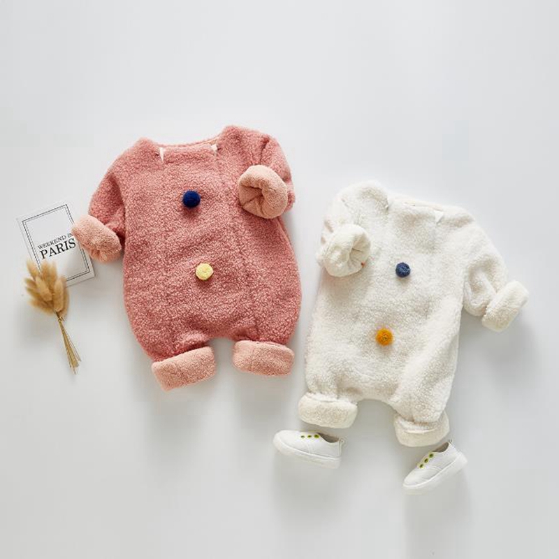 INS Baby Clothes Cashmere Infant Boy Rompers Warm Toddler Girl Jumpsuit Cute Newborn Overall Winter Baby Clothing 2 Colors DW4838