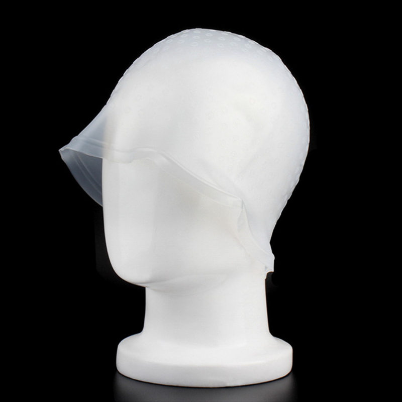 Professional Silicone Reusable Colouring Highlighting Dye Frosting Tipping With Needle Transparent Hair Dyeing Cap Tool Gorro Para Tenir El Cabello Co