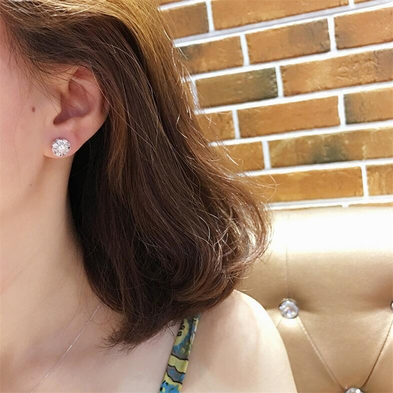 Sterg Sier Stud Earrings Women, White Topaz CZ Dia Gemstones, Simple Fashion Jewelry, 2024 Trend, Gift for Girls