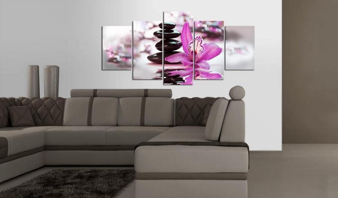 ( No Frame)5PCS/Set Modern Flower Guardian Stone Art Print Frameless Canvas Painting Wall Picture Home Decoration