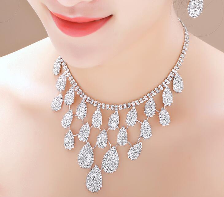Bridal Jewelry Sets Wedding Bridal Jewelry bride accessories set for Wedding decorations necklace earrings and a crown