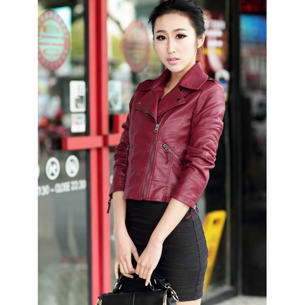 Women Autumn Winter Zipper Soft Leather Jackets Female Black Slim Cool Lady PU Leather Jackets Fashion Short Faux Leather Coat