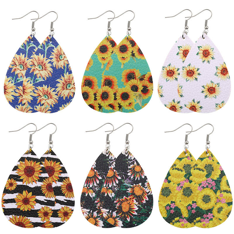 Fashion PU Leather Flower Print Teardrop Dangle Earring for Women Bohemian Drop Double Side Earring Jewelry Gift
Fashion PU Leather Flower Print Teardrop Dangle Earring for Women Bohemian Drop Double Side Earring Jewelry Gift