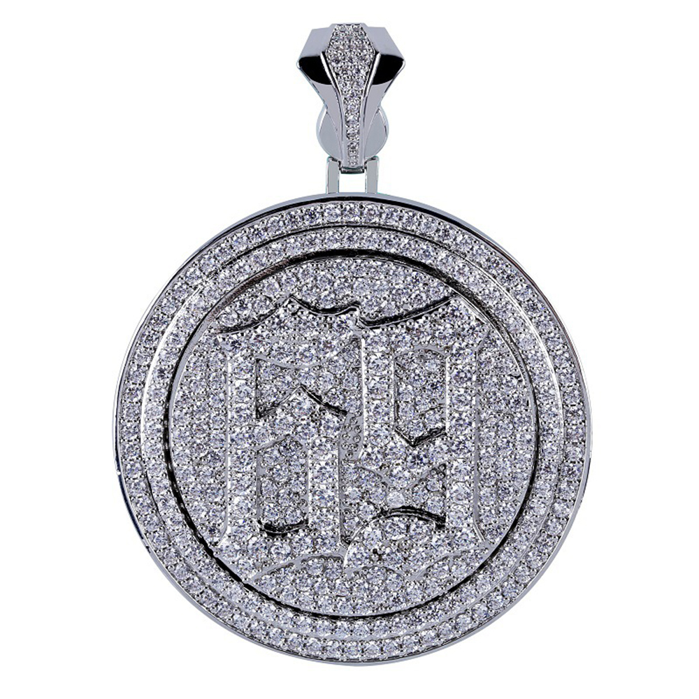 Hip Hop Number 69 Pattern Pendant Necklace Bling Cubic Zirconia Can Rotate Double Layers with Silver Gold Twist Chain