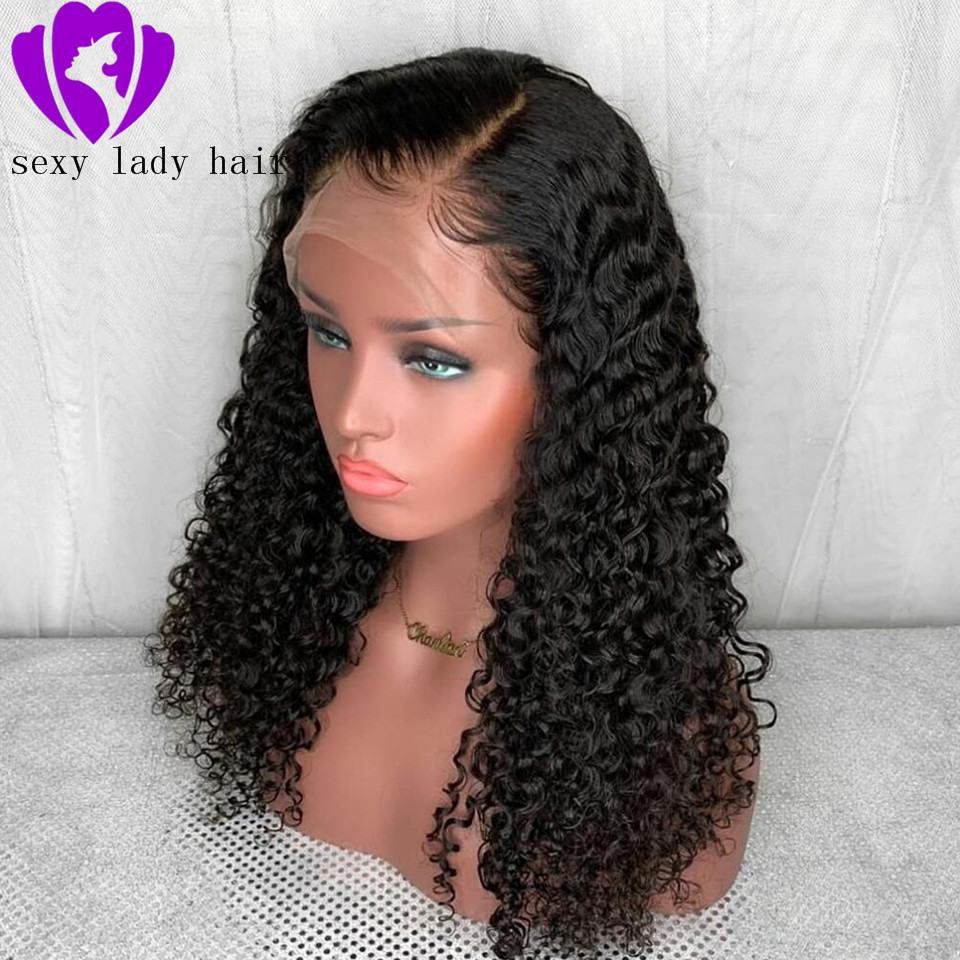 Free shipping Kinky Curly Brazilian silation Human With Baby Hair 13*4synthetic Lace Front Wig Pre Plucked