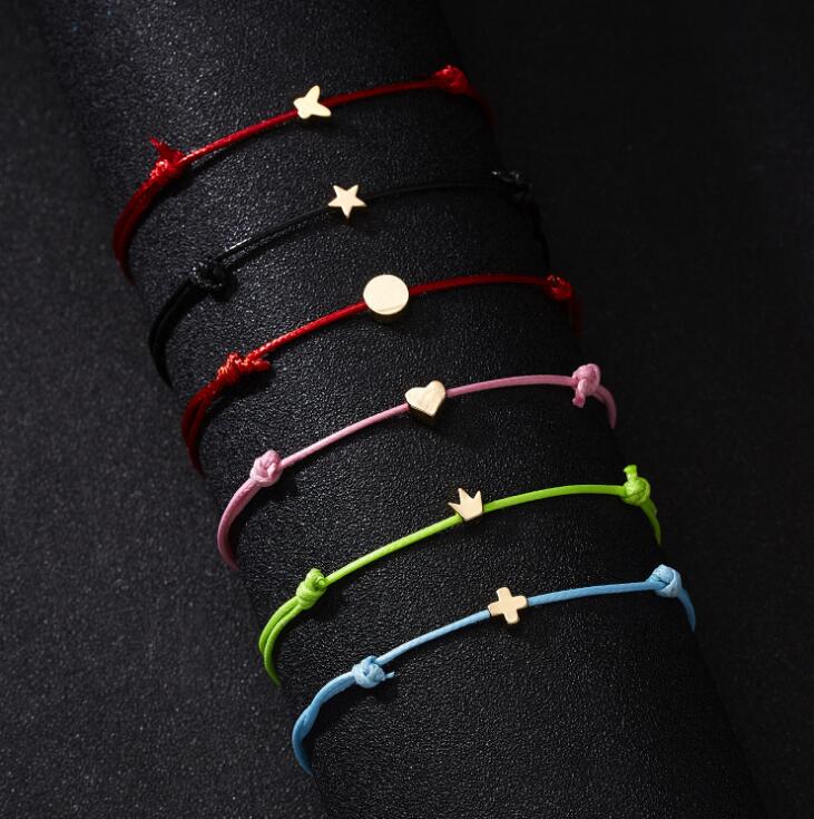 cross-border hot handmade bracelet Make a wish paper card five-point star knitting adjustable bracelet GB1589