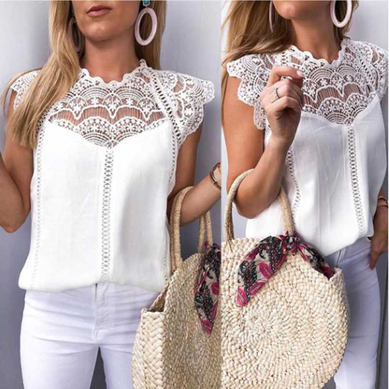 Women Tops and Blouses Shirts Solid Lace Blouse Chiffon Sleeveless Hollow Tops Shirt Woman Blouses Blusas Mujer De Moda 2019, Black
Women Tops and Blouses Shirts Solid Lace Blouse Chiffon Sleeveless Hollow Tops Shirt Woman Blouses Blusas Mujer De Moda 2019, Black