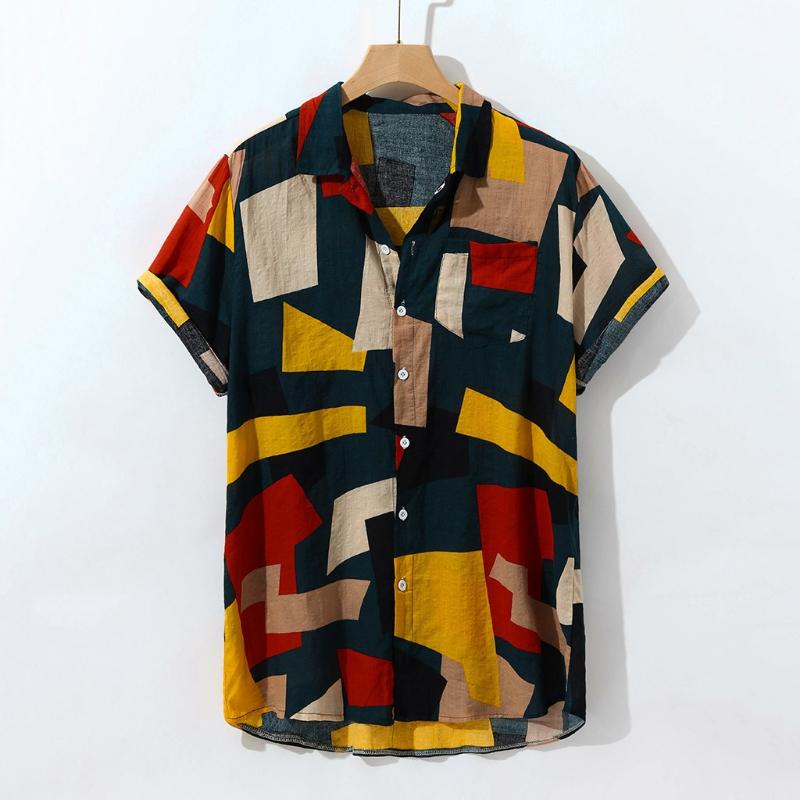 Cotton Hawaiian Shirt Men Turn Down Collar Geometric Print Summer Shirts 2019 Casual Streetwear Mens Clothing Camisa Masculina, Yellow
Cotton Hawaiian Shirt Men Turn Down Collar Geometric Print Summer Shirts 2019 Casual Streetwear Mens Clothing Camisa Masculina, Yellow