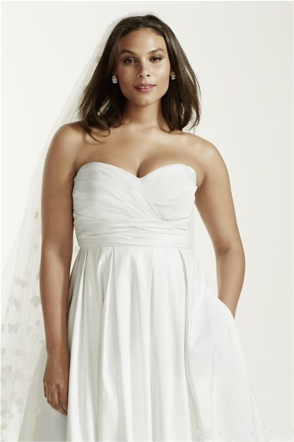 Beautiful Simple Ruched Bodice Plus Size Maternity Wedding Dresses Taffeta Bridal Gowns Sweetheart Backless 2019 Wedding Dress With Pocket