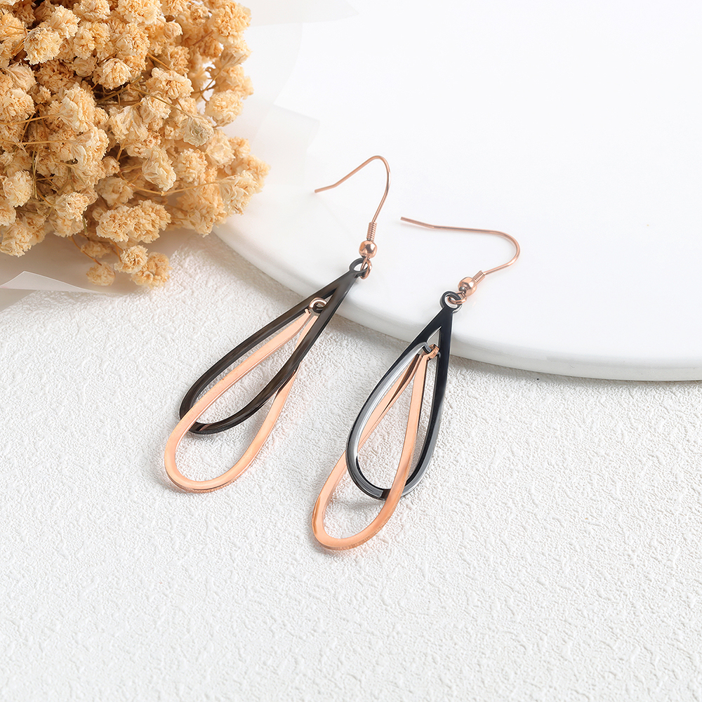 Charm Water Drop Hollow Drop Earrings Jewelry Stainless Steel 14K Gold Plated Earrings Women Girl's Gift