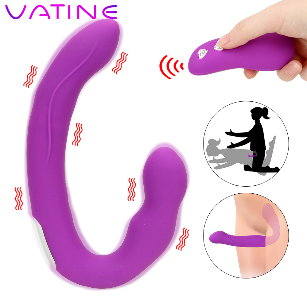 Sangle de vibrateur de gode Vatine sur Double pénétration Dildo Strapon Strapon Stimulateur Stimulateur ANUS Massage Sex Toys pour femme MX191228