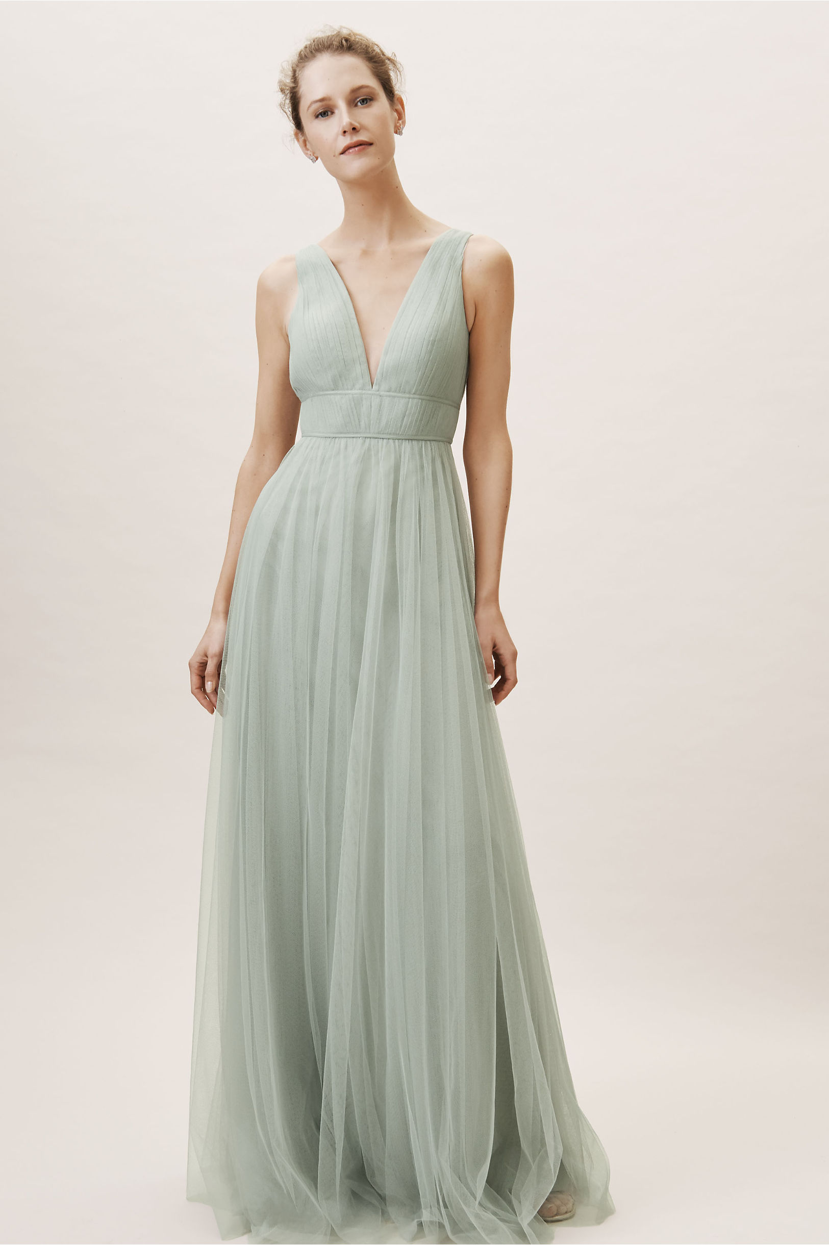 BHLDN Bridesmaid Dresses V Neck Tulle Sleeveless or Length Mint Green Formal Ocn Dress Cheap Evening Gowns