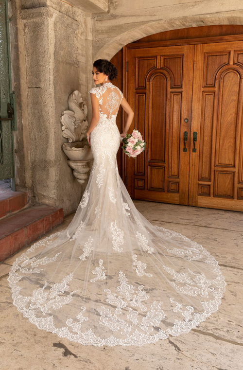 kitty chen mermaid wedding dresses lace appliques cap sleeve high neck bridal gowns sweep train custom made vestidos de novia