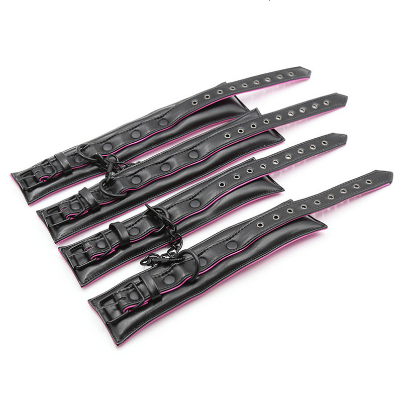 Leather Metal Soft Sponge Sex Hand s Ankle Bondage Collar Bdsm Bondage Set Sex Toys for Couples Erotic Womens Lingerie Y191203
