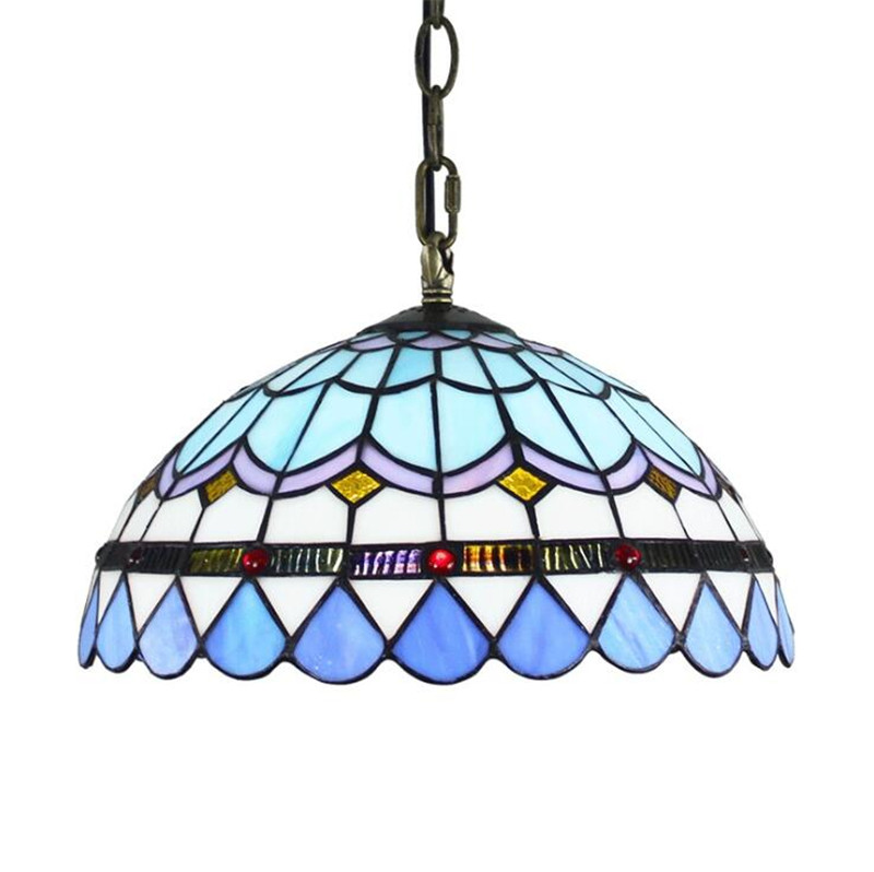 European modern creative glass lamp Tiffany stained glass Mediterranean simple restaurant chandelier bedroom balcony aisle lamp TF070