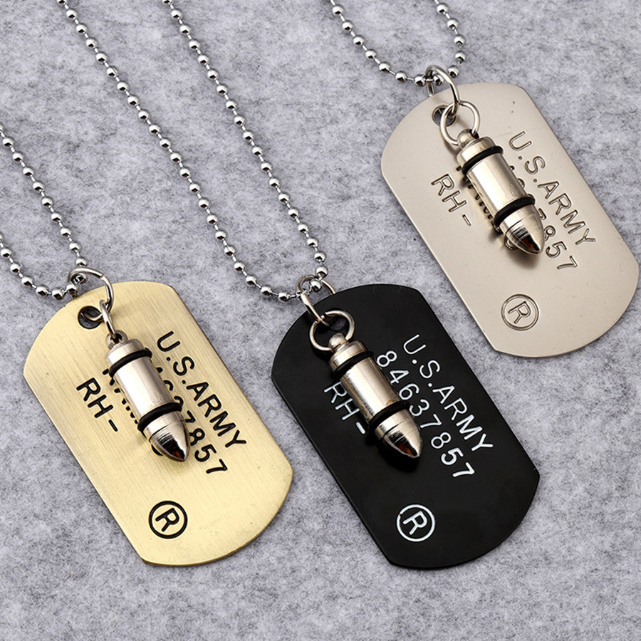 Men Card Dog s Pendant Necklace Stainless Steel 70cm Long Beads Jewelry Fashion Necklaces
