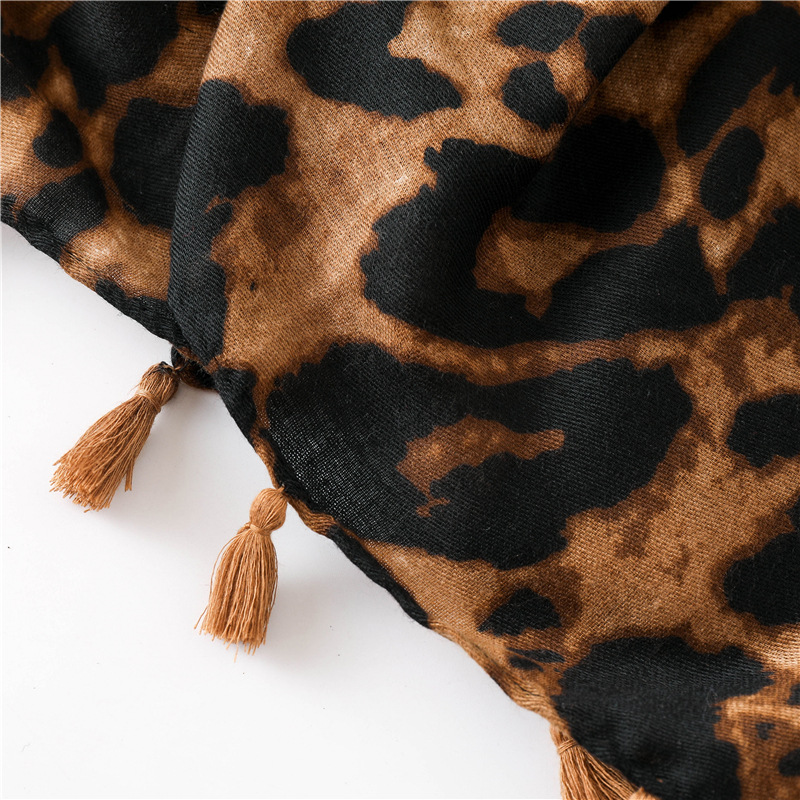 scarf women Square 2020 scarf women leopard polka dots fringe viscose shawl scarf For Women Neckerchief Fashion