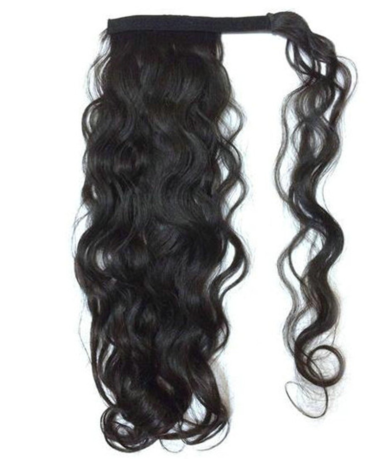 Celebrity wrap around wavy curly pony tail brazilian remy 1pcs 160g ponytail hairpiece drawstring ponytail extension clip in/on black brown