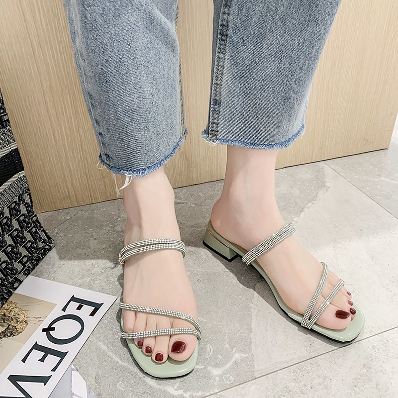 Crystal Narrow Band Chunky Heel Slippers Women Sandals Open Toe Slippers Summer Fashion Mid Heel Sandals Women Zapatos Mujer, Beige
Crystal Narrow Band Chunky Heel Slippers Women Sandals Open Toe Slippers Summer Fashion Mid Heel Sandals Women Zapatos Mujer, Beige