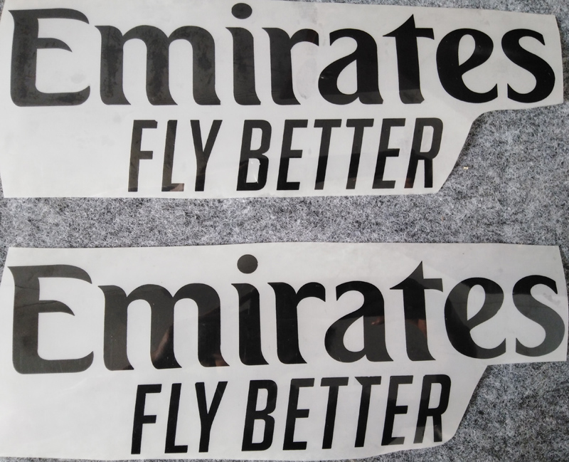 EMIRATES FLY BETTER stamping front sponsor logos stickers printing armlets football badges printed armband black impressed soccer patches от DHgate WW