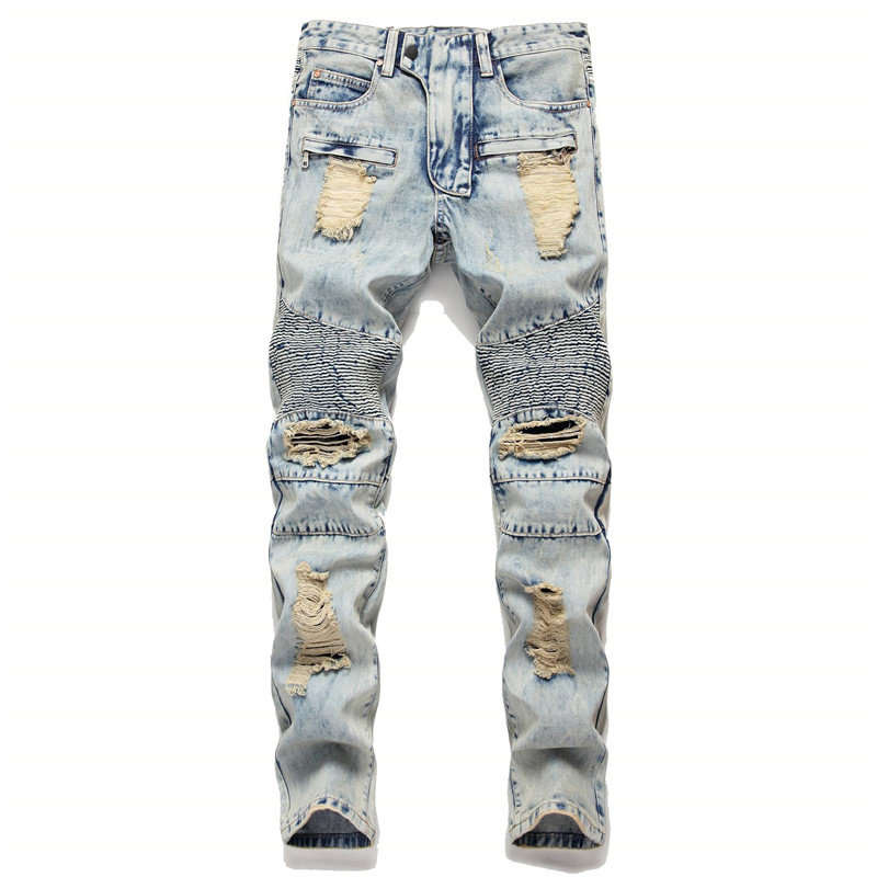 Fashion Men Ripped Motorcycle Jeans Straight Biker Denim Trousers Pants For Man Washed Distressed Moto Jean Joggers, Blue
Fashion Men Ripped Motorcycle Jeans Straight Biker Denim Trousers Pants For Man Washed Distressed Moto Jean Joggers, Blue