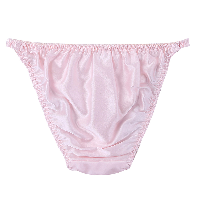 Women's Briefs Sexy Silk Smooth Soft Underwear Woman Elastic Waistband Lingerie Panties Low Rise High Cut Pure Color Underpants