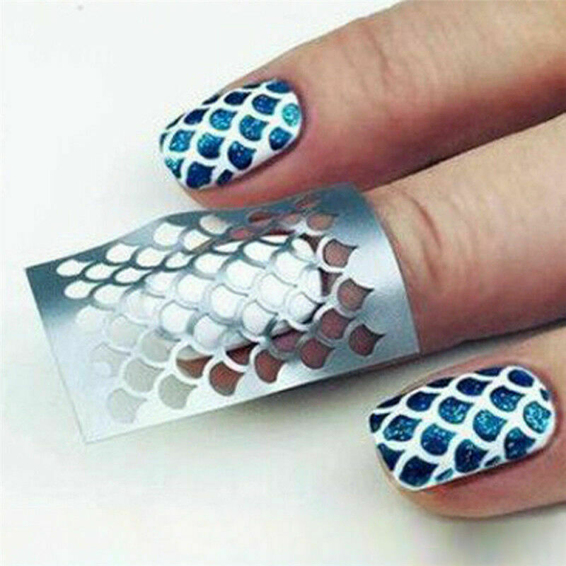 24pcs Stickers Bed Sheet 3D Vinyl Hollow Nail Tip Template Guide Decal Nail Sticker A987