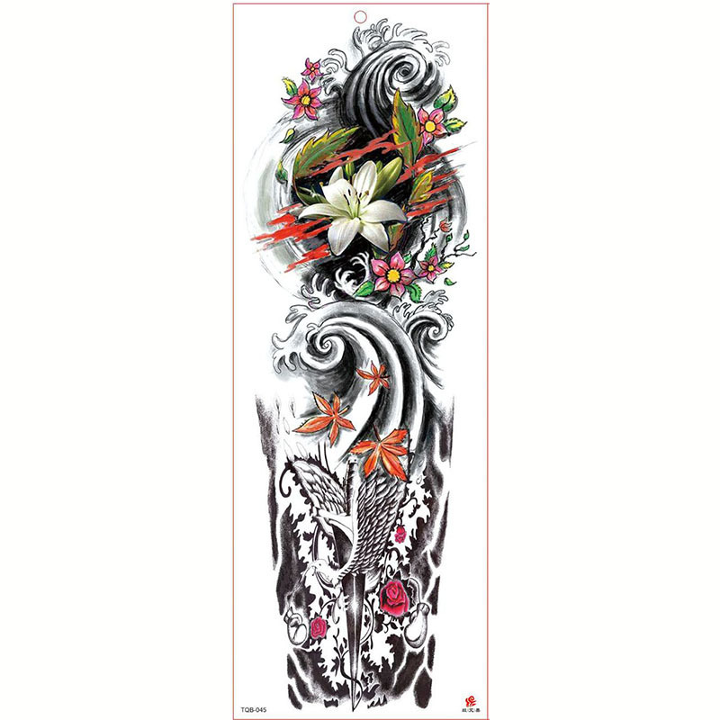 Large Arm Sleeve Tattoo Waterproof Temporary Tattoo Sticker Wavy Leaves Men Full Flower Tatoo Body Art Tattoo Girl