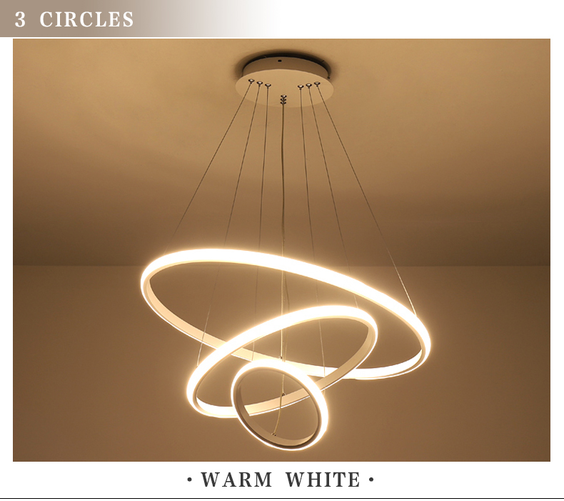 Modern Aluminum Ring Led Pendant Lights for Bdroom Living Room Dining Room Kitchen Minimalist White Black Coffee Golden Body
