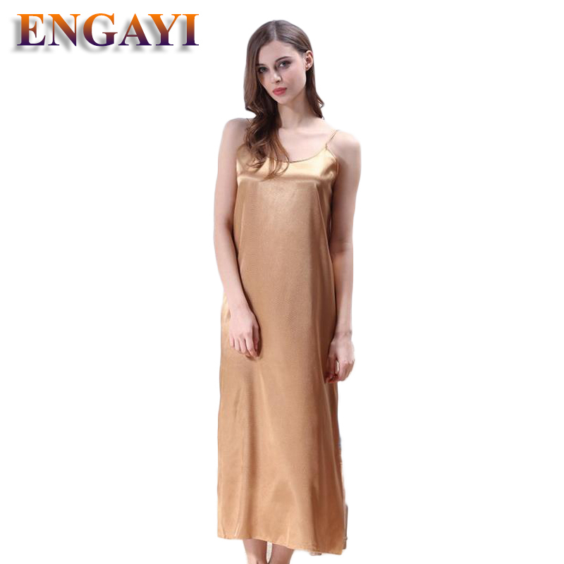 Engayi Plus Size 5 Colors Women Long Nightwear Faux Silk Satin Night Dress Girls Sleepwear Nightgown Nightdress Night Down B276MX190822
