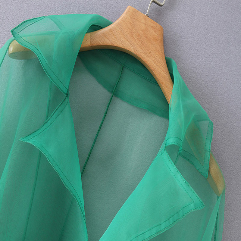 Transparent Organza Long Jackets Women Fashion Long Sleeve Jackets Coat Women Elegant Tailored Collar Jacket Female Ladies T200319