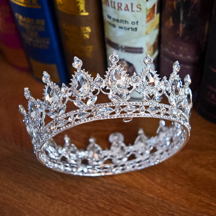 Blue Diamond Cycle Crown Ladies Jewelry Diamond Crowns Bride Wedding Accessories Round Crown European Style Retro Palace Crown