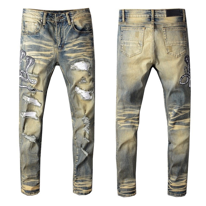 Mens Jeans Snake Distressed jeans Patches Sneak denim Pants Skinny Dirty Washed pants Slim Trousers Size 28-40 #611, 611
Mens Jeans Snake Distressed jeans Patches Sneak denim Pants Skinny Dirty Washed pants Slim Trousers Size 28-40 #611, 611