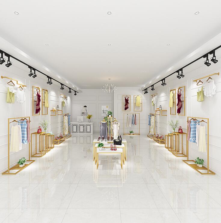 Golden iron clothing rack Bedroom Furniture modern simple floor hanger cloth store racks wall shelf women's Vintage type clothes hangers