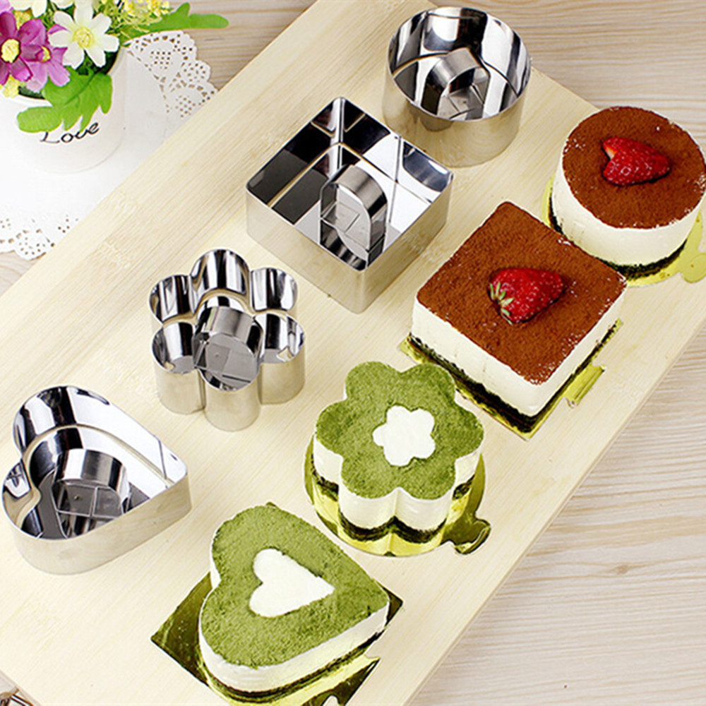 Square 6pcsset Stainless Steel Cooking Rings Dessert Rings Mini Cake and Mousse Ring Mould Set with Pusher15989584778646