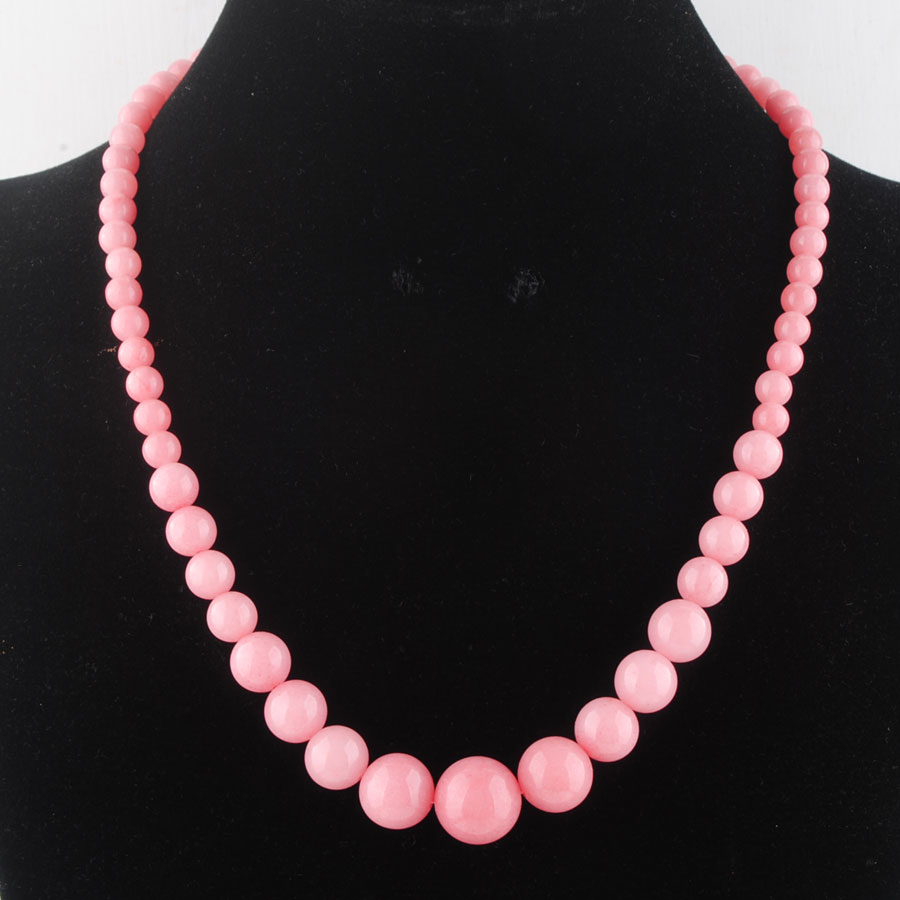 WOJIAER Natural Green Plum Olive Jade Necklace Gem Stone Graduated 6-14mm Round Beads Jewelry Necklaces 17.5" Strand Women BF300