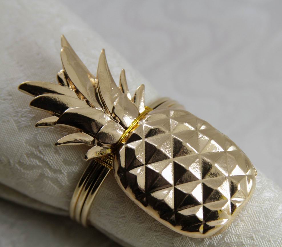metal napkin ring pineapple shape napkin holder for wedding decoration gold silver 24 pcs free shipping