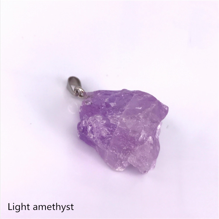 Top Square Natural Irregular Shape Gemstone Rose Quartz Healing Crystal Stone Pendant Unisex Necklace