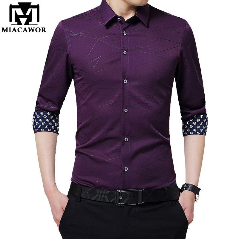 MIACAWOR New Men Shirt Slim Fit Long Sleeve Dress Shirts Print Sleeve Camiseta Masculina Chemise Homme Plus Size C373, Black
MIACAWOR New Men Shirt Slim Fit Long Sleeve Dress Shirts Print Sleeve Camiseta Masculina Chemise Homme Plus Size C373, Black