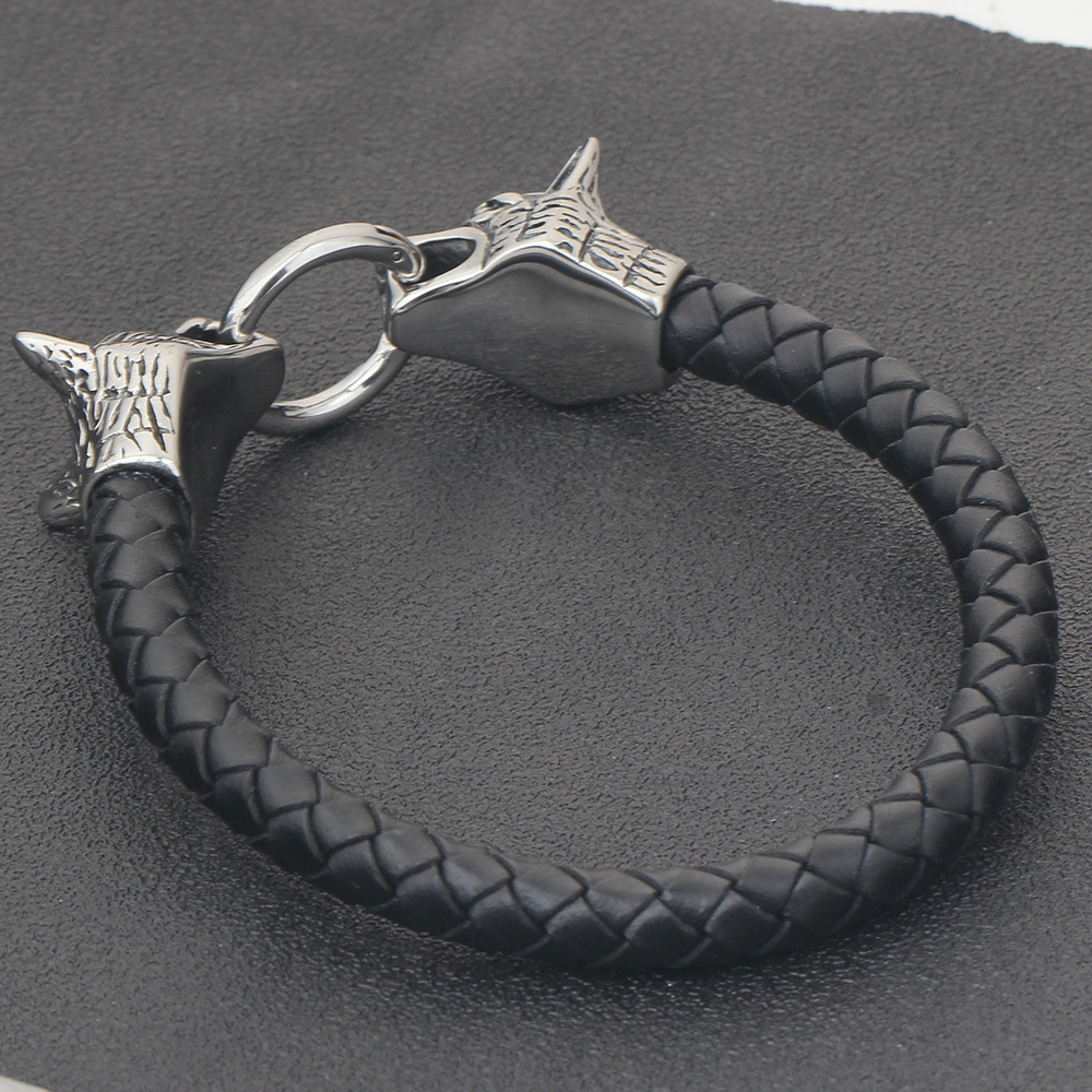 Cool Mens Stainless Steel Bracelets Double Viking Teen Wolf Heads Can Open Men's braided Leather Bracelet Punk Jewellery
Cool Mens Stainless Steel Bracelets Double Viking Teen Wolf Heads Can Open Men's braided Leather Bracelet Punk Jewellery