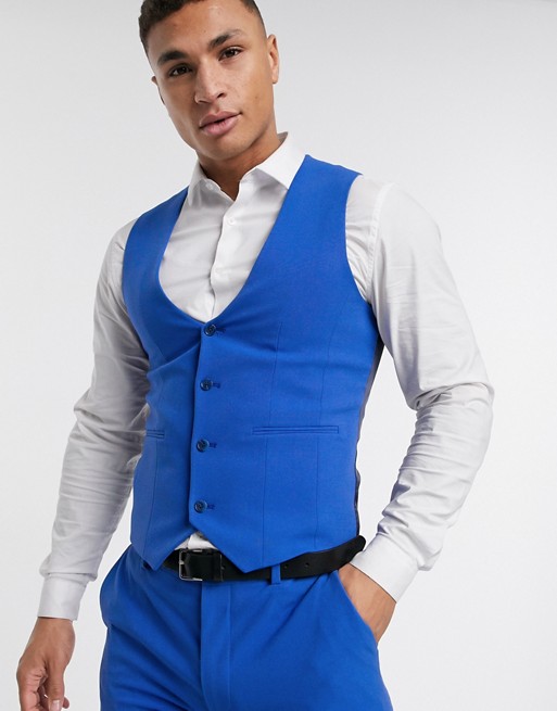 Royal Blue Groomsman Wedding Tuxedos Slim Fit 3 Pieces Mens Suit Formal Prom Party Wear Blazer(Jacket+Vest+Pants)