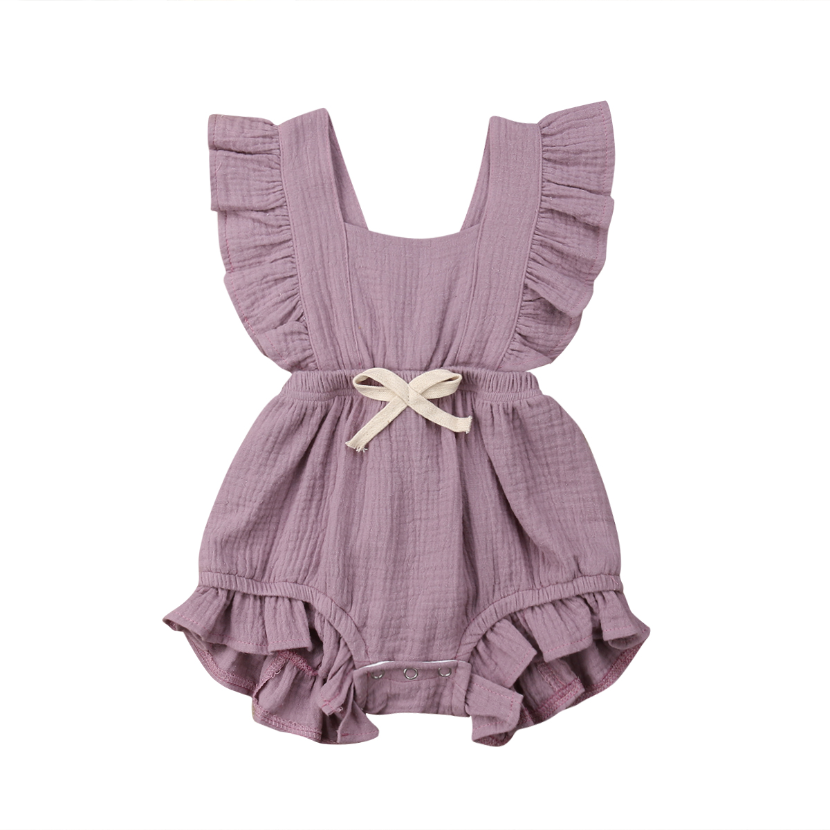 6 Color Cute Baby Girl Ruffle Solid Color Romper Jumpsuit Outfits Sunsuit for Newborn Infant Children Clothes Kid Clothing